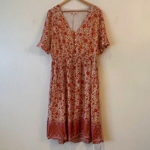 Hailey & Co.Summer Floral Boho Ruffle Sleeves Midi Dress